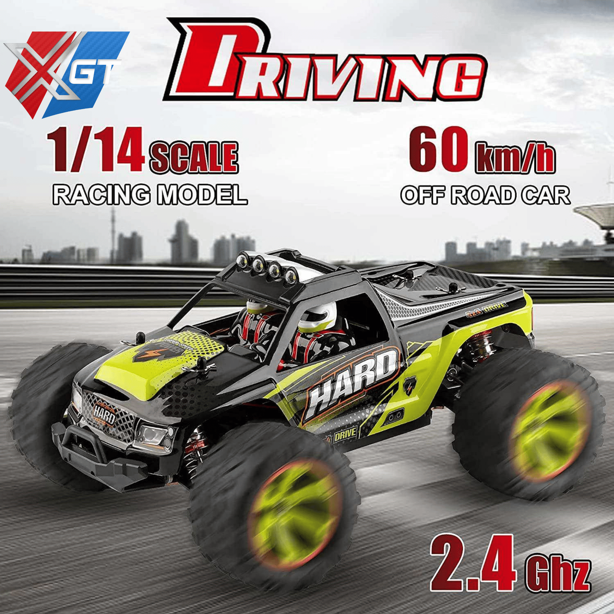 1/14 2.4G Racing RC Car 50KM/H 4WD Alloy Metal Electric High Speed Car Off-Road Drift Remote Control Toys with Light