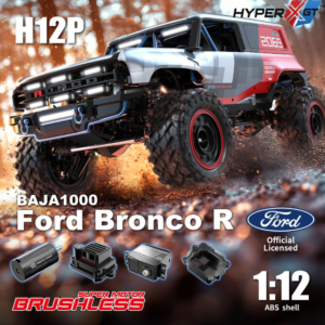1:12 Scale MJX H12P Hyper Go Professional 2.4G Off Road 4WD RC Brushless Climbing Crawler Truck Ford Bronco Baja 1000 R Official Licensed