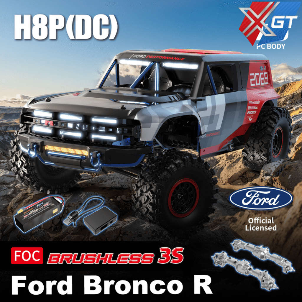1/8 Scale MJX H8P Hyper Go Professional 2.4G Off Road 4WD RC Brushless Climbing Crawler Truck Ford Bronco Baja 1000 R Official Licensed