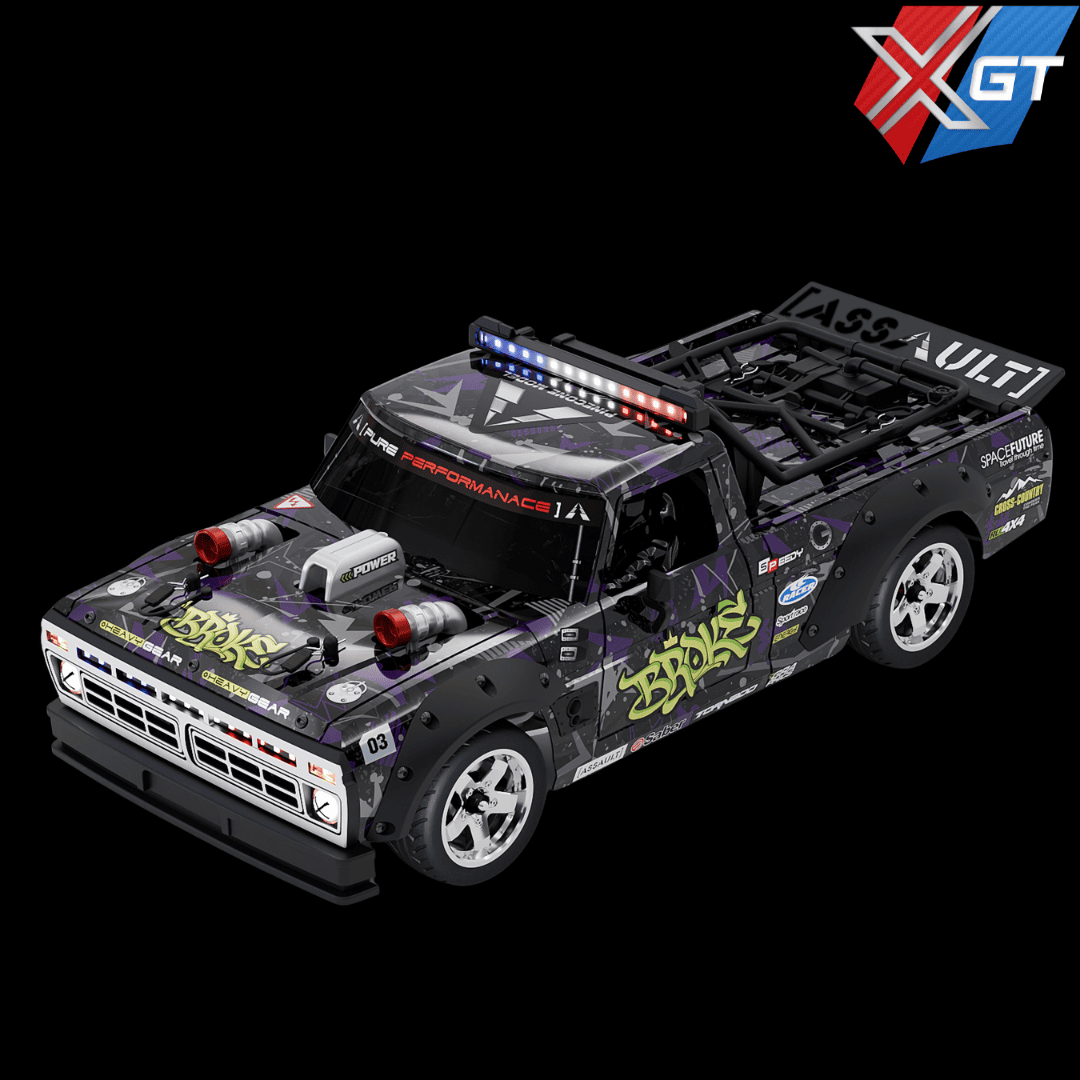 1/10 Scale Brushless Drift RC Car 4WD 70kmh LED Lights Remote Control Hoonitruck Hoonigan Mustang Truck Hobbywing Motor